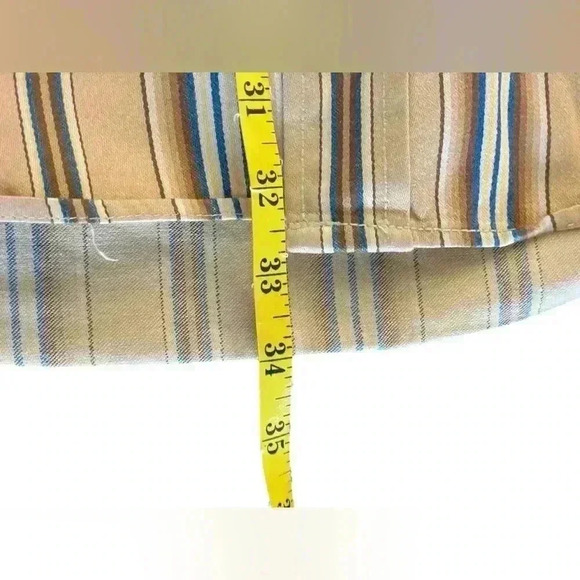 Tommy Hilfiger Men’s Beige Striped Collarless Shirt Crest Heavyweight Large - Picture 10 of 12